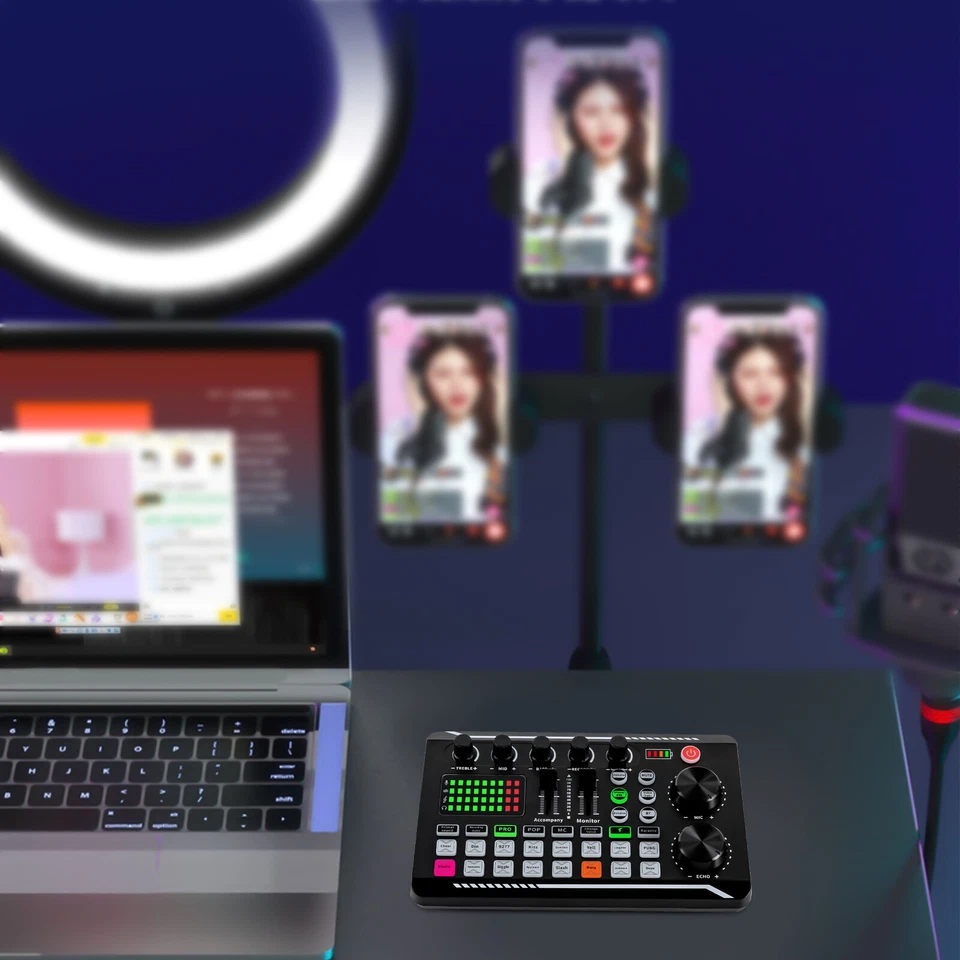 Multifunktionaler Audio Mixer Sound Karte Kit F998 Soundkarte Live Voice Changer - Bild 3 von 4