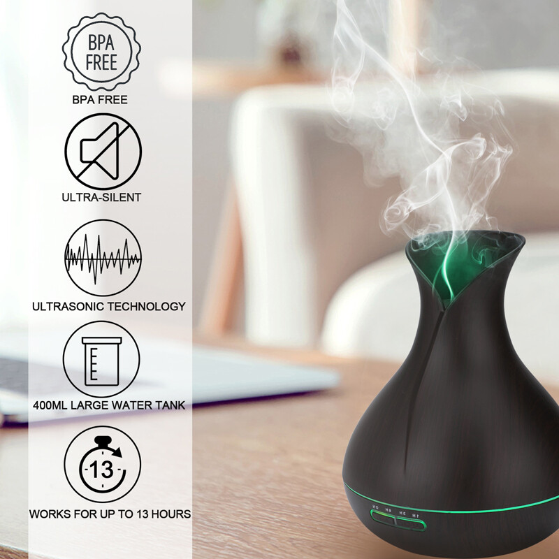 Essential Oil Diffuser 400ml Aromatherapy Ultrasonic Cool Mist Humidifier w/ LED-image