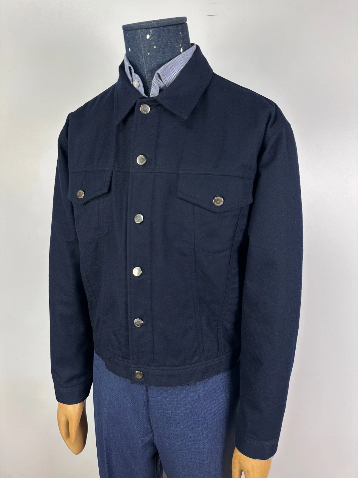 LOVE MOSCHINO giacca di lana bomber blu da uomo taglia 50