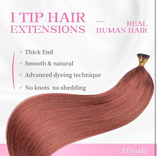 Itip Extensions Stick I Tip 100% Real Remy Human Hair 22inch(#32) Reddish Brown - Picture 5 of 8