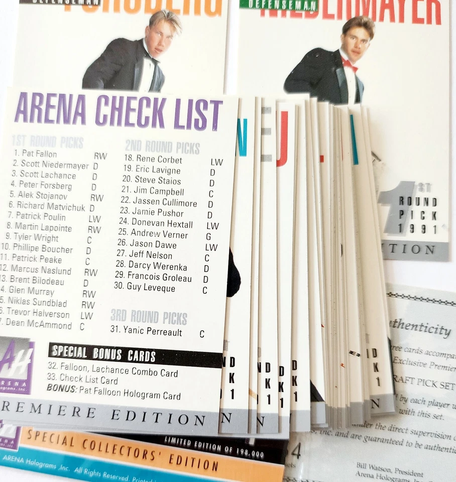 1991 Arena American Hockey Draft Pick Card Set Premiere Falloon Hologram E24 - Image 4 of 4