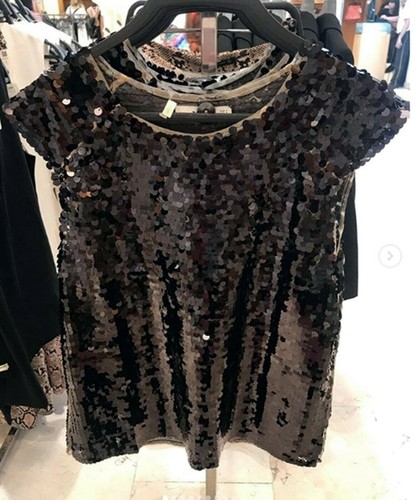 SALE £16 ~ BNWT BLOGGERS FAVOURITE~ZARA BLACK SEQUIN CAP SLEEVE TOP -MED UK10 - Picture 3 of 9