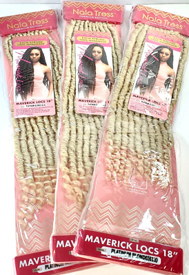 Pack of 3 - Nala Tress 18'' MAVERICK LOCS Platinum Blonde 613