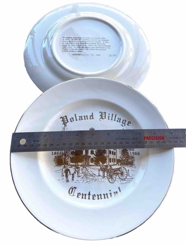 2 Decorative Plates 22k Gold Poland Village Centenila 1866-1966- Rare item - Picture 3 of 19