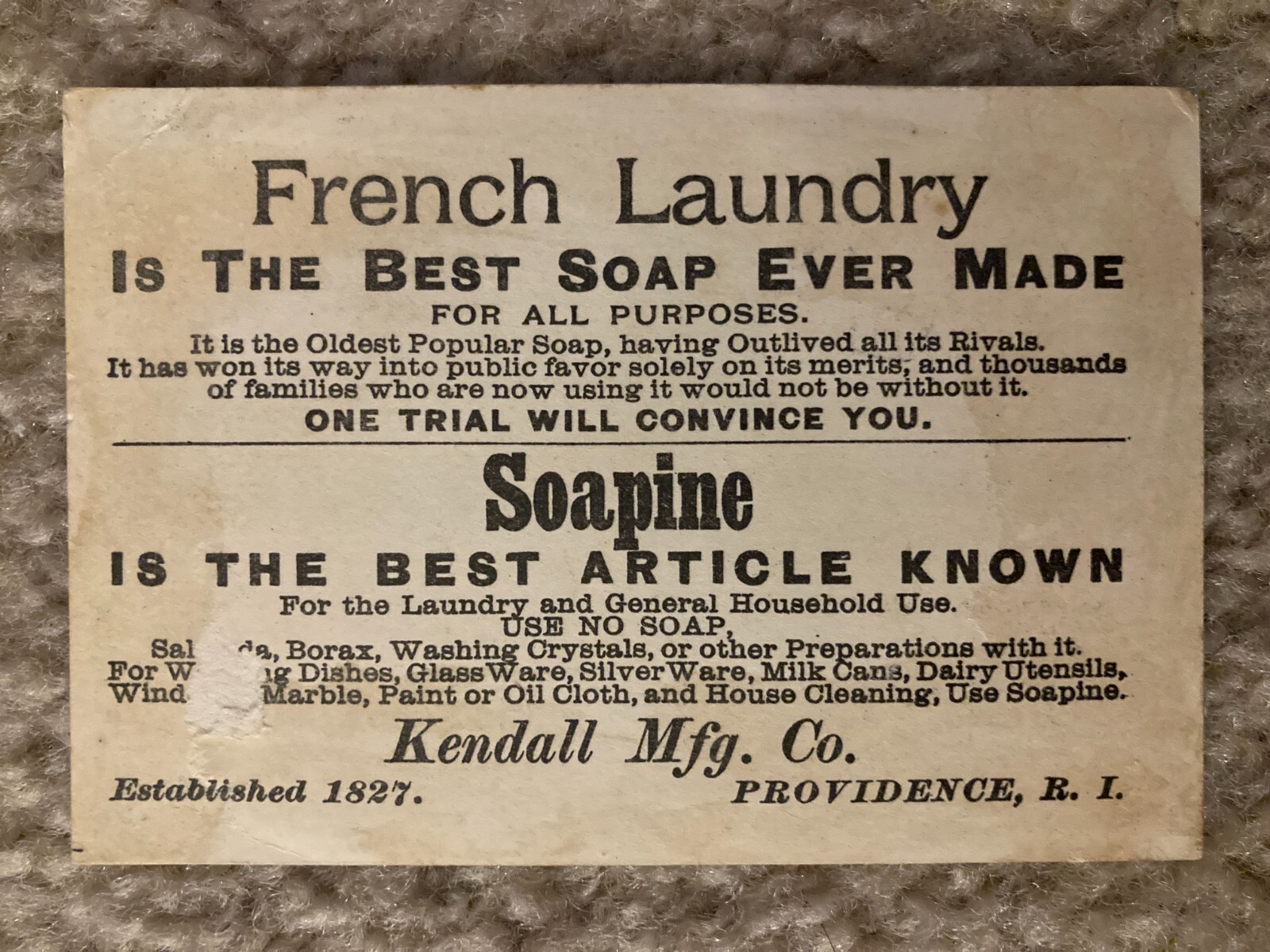 French Laundry Soapine Soap Kendall Mfg Co Victorian Ad Trade Card eBay