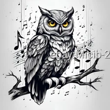 Digital Image Picture Photo Wallpaper Background AI Art B/W Owl