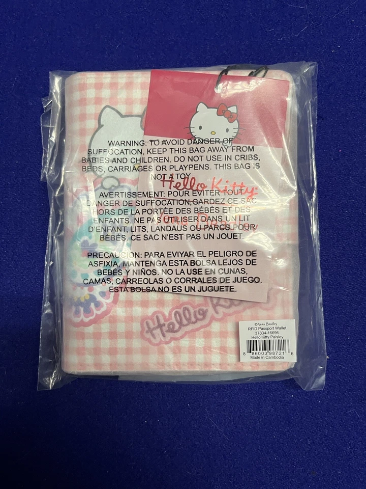 Vera Bradley X Hello Kitty RFID Pasaporte Billetera Paisley Nuevo Foto 2 de 4