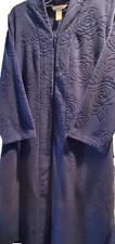 Adonna Womens Velour Maxi Robe Size Petite Med Blue Zip Full Length House Coat