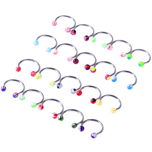 105 Stück Körperpiercing Set Bauchring Zunge Augenbraue Tragus Barbell 14G 16G Zufällig - Bild 19 von 19