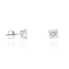 14K White Gold Natural Moissanite Stud Earrings 1CT-2CT