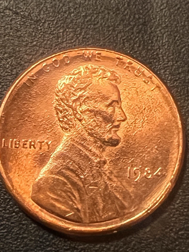 1984-p Lincoln 1C Penny, Die Cap and Lamination errors, Very Red and Rare! NICE! - Image 3 of 4