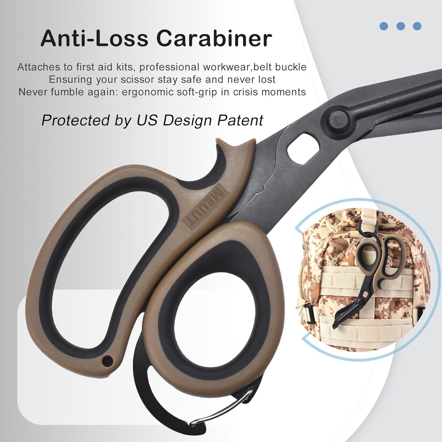 MEUUT 2 Pack Medical Scissors Trauma Shears with Carabiner design, 7.5" Fluoride