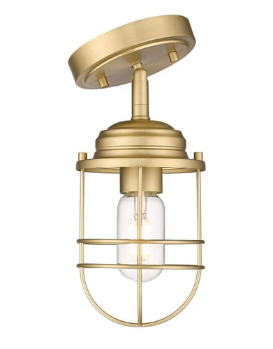 Golden Lighting Seaport BCB One Light Semi Flush Mount Brushed Champagne Bronze - Picture 2 of 5