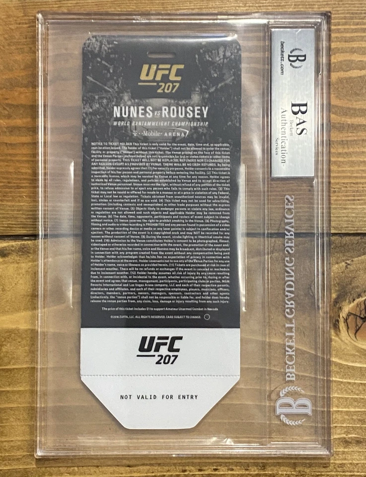 Ronda Rousey vs Amanda Nunes Signed UFC 207 Commemorative Event Ticket BAS COA  - Image 3 of 4