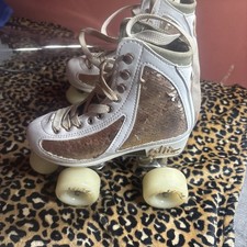 Crazy Skates Disco Glitz Roller Skates White Womens Size 2 Mens Size 2