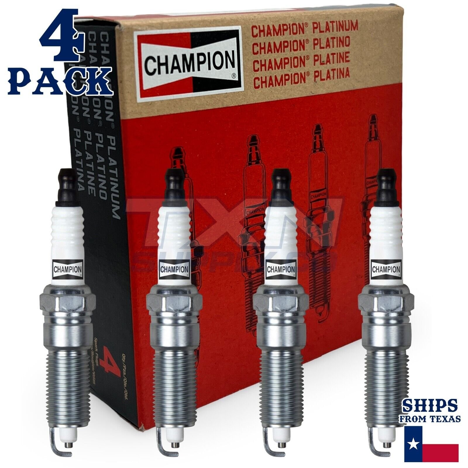4 Pack Spark Plugs Champion Platinum Set For 2003-2005 Dodge Neon L4 2.4L