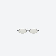 Gentle Monster/ Cota 02 GRM / Glossy Silver Metal/ Oval Sunglasses/ Silver/Yello