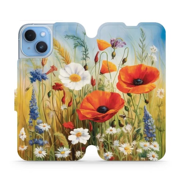 HandyhüLle Mit Klappe FüR Iphone 14 Mobiwear Case Cover Etui HüLle Wiesenblumen-image
