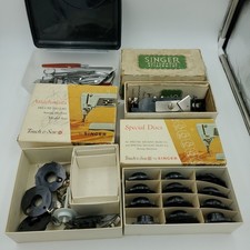 Máquina de coser Singer vintage 600 piezas accesorios lote discos ojales zig zag