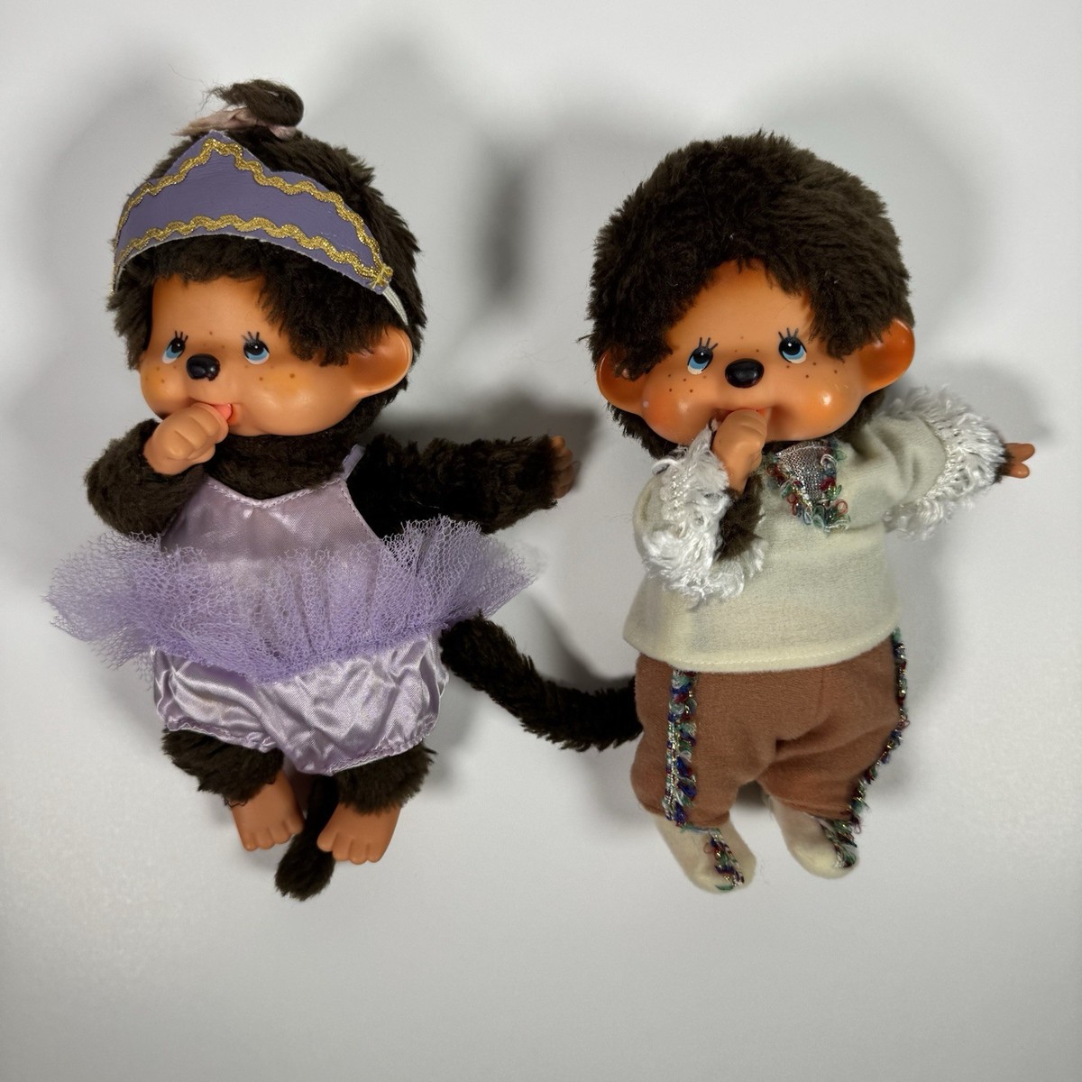 Monchhichi 1974 Sekiguchi Monkey 2 Dolls W/ Outfits 8