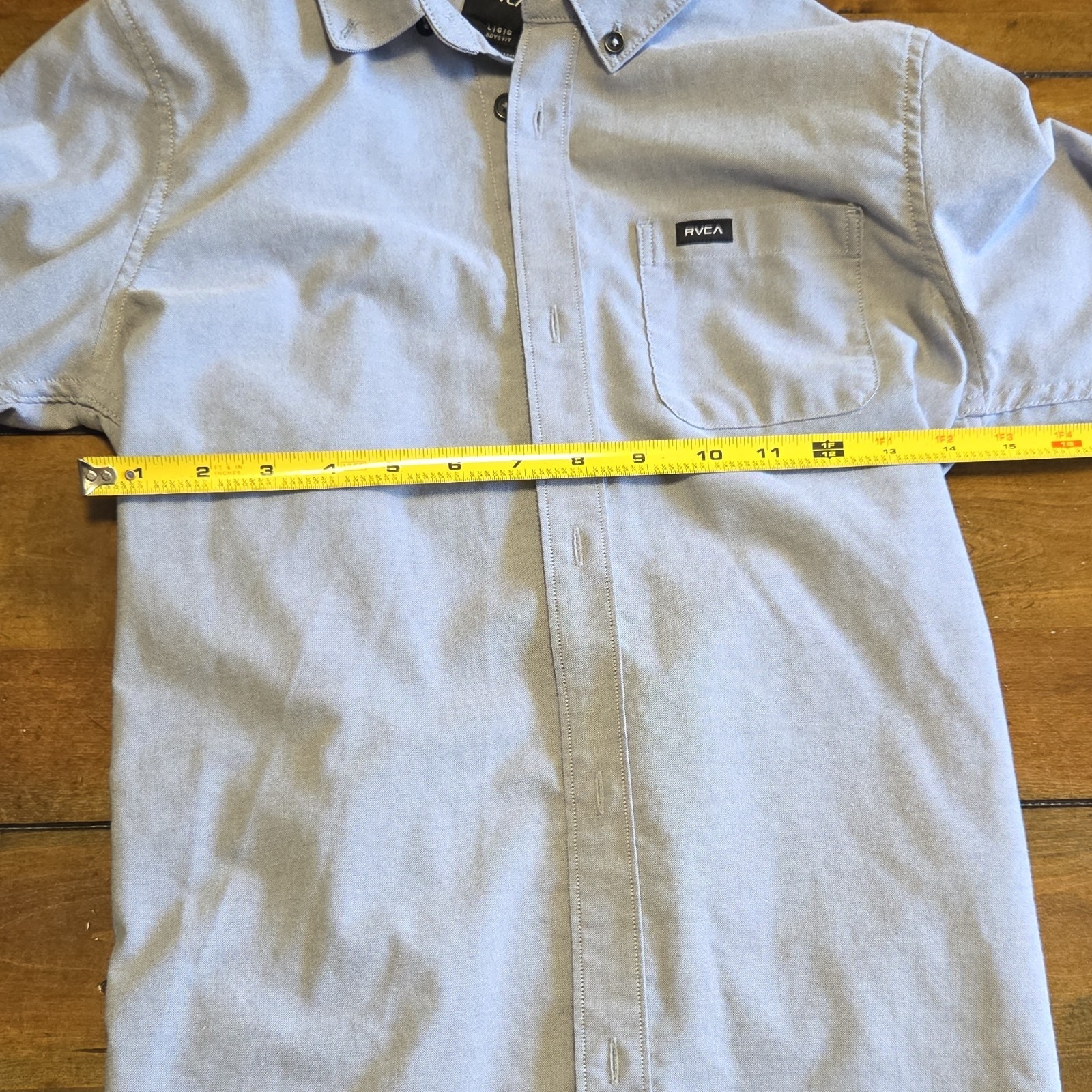RVCA Boys Light Blue Long Sleeve Button Up Shirt Size Large L Oxford Dress image 4