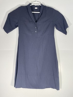 Poetry Blue Midi Tshirt Short Sleeve Dress VT34 Tencel & Linen Blend Size US 12
