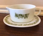 Vtg PYREX Corning Spring Blossom Crazy Daisy Gravy~Sauce Boat & Dish