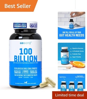 Digestive Aid with Prebiotics - 100 Billion CFU & Organic Greens - 30 Caps