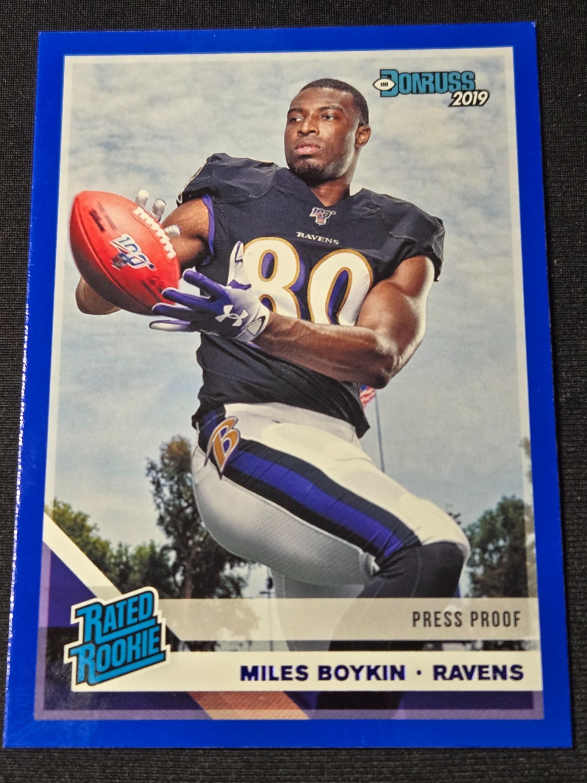 Miles Boykin Rated Rookie 2019 Panini Donruss #330 Press Proof Blue RC Ravens