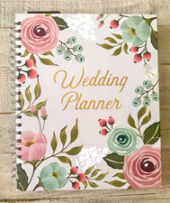Modern Floral Wedding Planner Spiral Bound Organizer Notebook Pink Green White