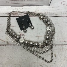 Boho Statement Necklace Chains Beads Multi Strand Choker Earrings Set