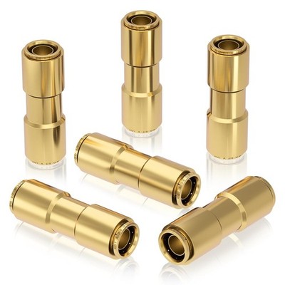 CheeMuii 3/8 Brass DOT Air Line Fitting Straight Union Quick Connect 6 PCS