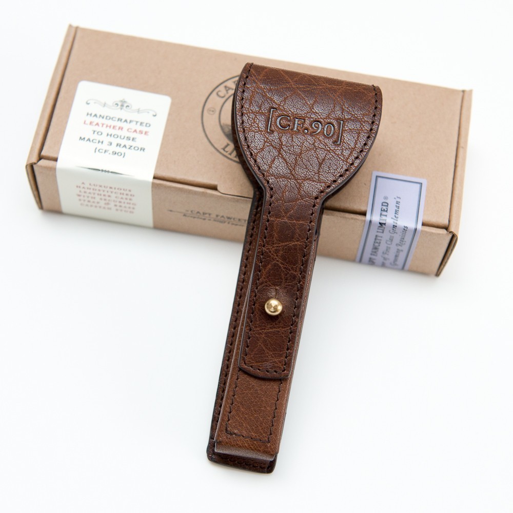 Captain Fawcett's Handcrafted Mach 3 Razor (CF.90) with a Luxury Leather Case