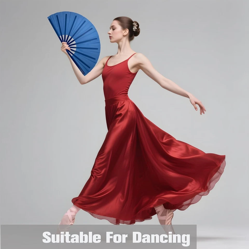 QIRMIZI 2 PIEZAS Grandes Ventiladores Rave Clack Popping Line Rosa Profundo, Azul Real Foto 4 de 4