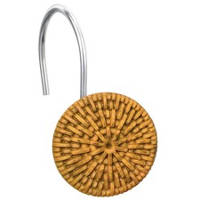 Boho Shower Curtain Hooks, Artificial Rattan Decorative Shower Curtain Rings,...