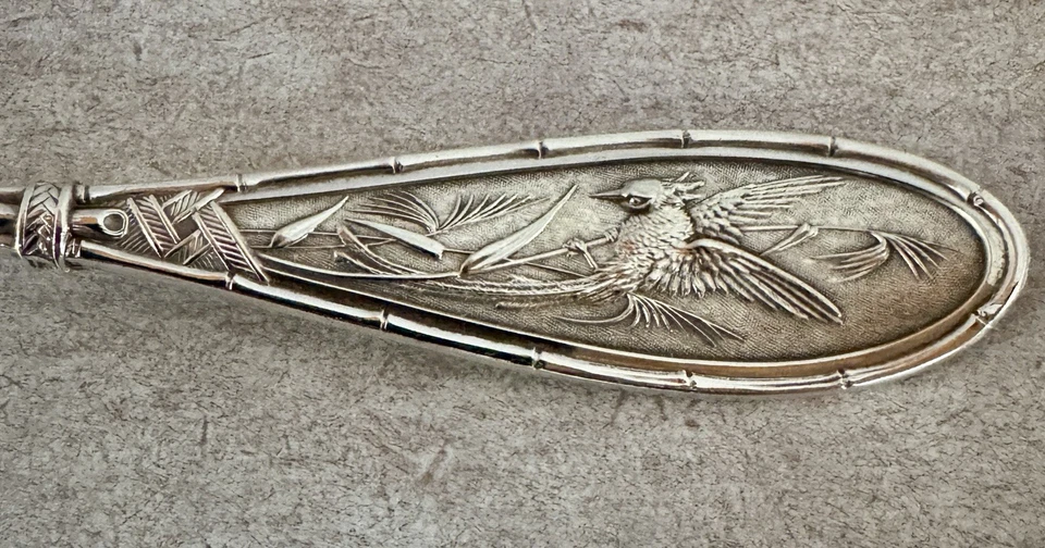 RARE STERLING WHITING AESTHETIC MOVEMENT JAPANESE BERRY SPOON C 1875 CRISP!!! - Image 2 of 4
