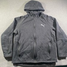 Puma Mens Full Zip Hoodie Black Hooded Athletic Track Jacket XL Lightweight