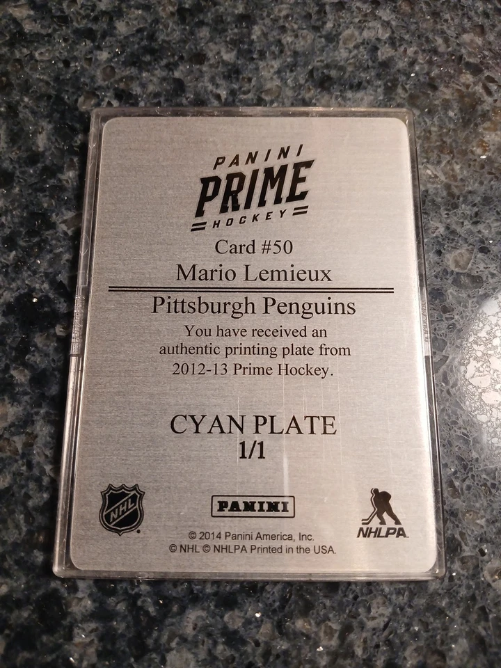 Placa cian 1/1 Panini Prime Hockey Mario Lemieux 2012-13 Foto 2 de 2