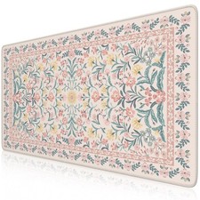 Pink Floral Desk Mat, Desk Pad, XXL Large Mouse Pad, Anti-Slip Big Mousepad w...