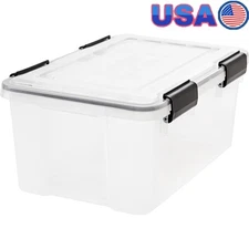 Airtight Plastic Storage Bin W/ Lid Stackable Container Garage Organization New