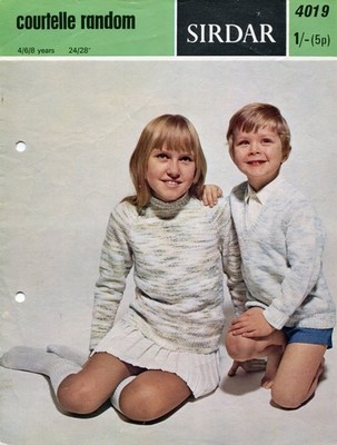 Sirdar 4019 Kinder Raglan Pullover DK 24-28'' Vintage Strickmuster