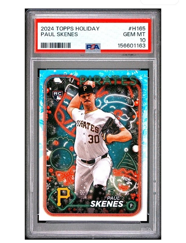 Paul Skenes RC 2024 TOPPS HOLIDAY #H165 ROOKIE PSA 10