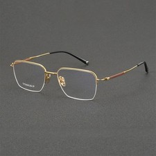 Oversized Half Rim Rectangle Gold Frames Lightweight Pure Titanium Eyeglasses