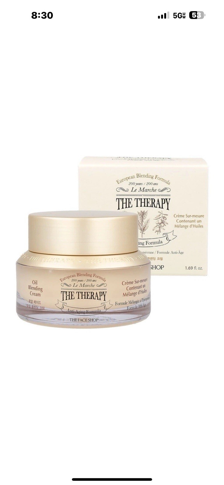 THE FACE SHOP The Therapy Oil Blending Cream - 50ml - Anti-Aging & Hydrating -