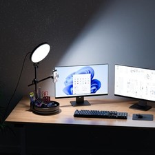 Zoom Lighting for Computer, Desk Ring Light with Stand, 55W Dimmable Full black