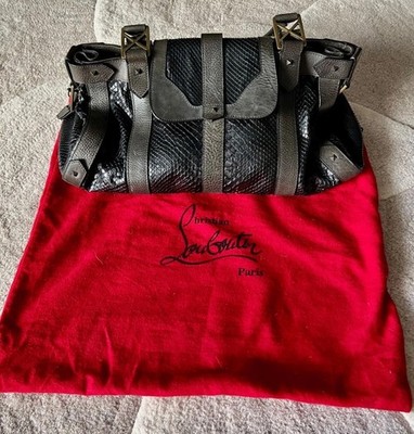 Christian Louboutin Black Snakeskin Red Lining Handbag Shoulder
