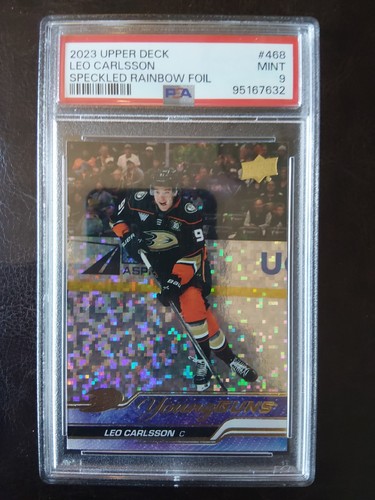 2023 Upper Deck Young Guns Speckled Rainbow Foil Leo Carlsson PSA 9 RC 4 G2U