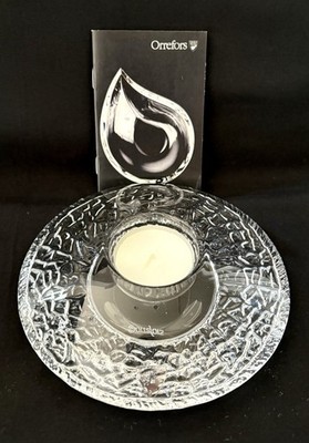 Orrefors Sweden Niagara Lead Crystal Glass Votive Candle Holder Nilsson SIGNED