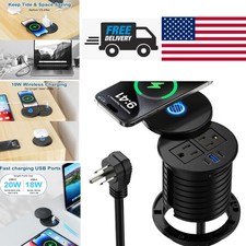 3 Inch Desk Power Grommet with 10W Wireless Charger and 20W USB C Fast Charging