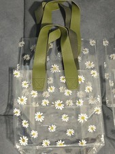 Daisy Bags Clear Plastic Storage Shopping W/ Olive Handle Party Gift Favors NEW